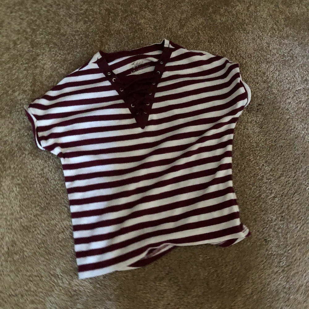 Kids Striped Lace up Top